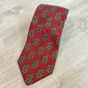 Tango Red Navy & Gold Paisley Print 100% Silk Neck Tie